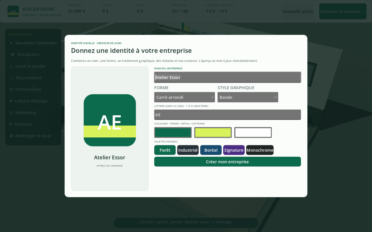 Créateur de nom et de logo de l’entreprise dans Print Shop Manager