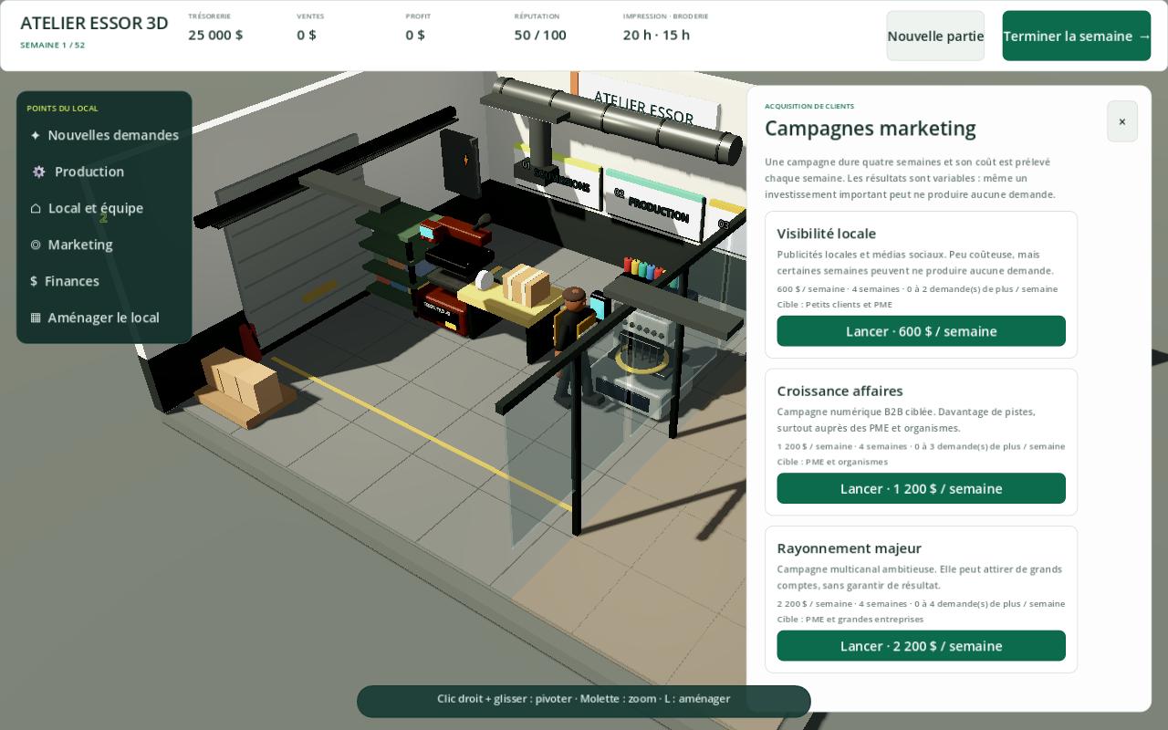 Écran des campagnes marketing de Print Shop Manager